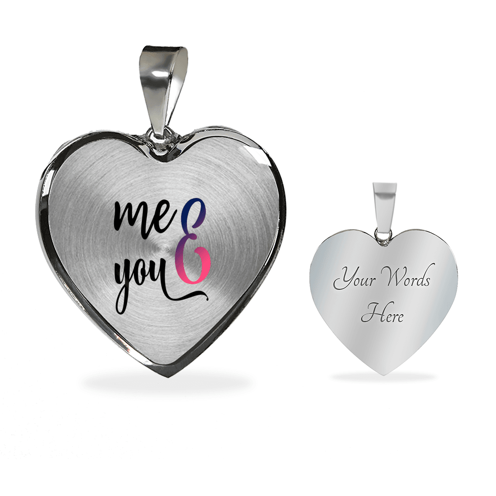 You and Me Heart Necklace Add Engraving