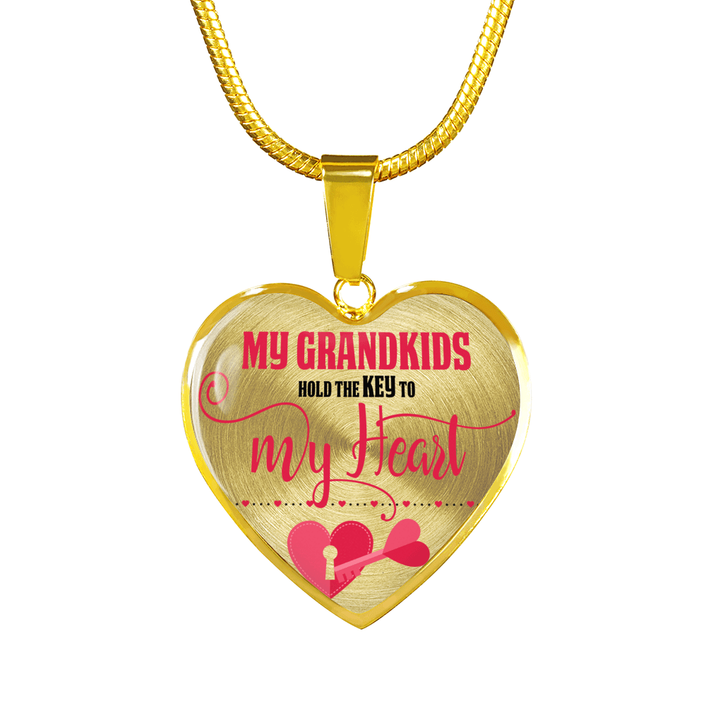 My Grandkids Are the Key to My Heart Gold Heart-Shaped Necklace