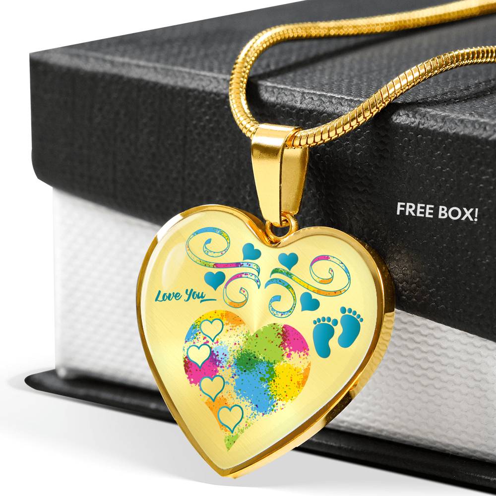 baby boy heart personalized gold necklace and gift box