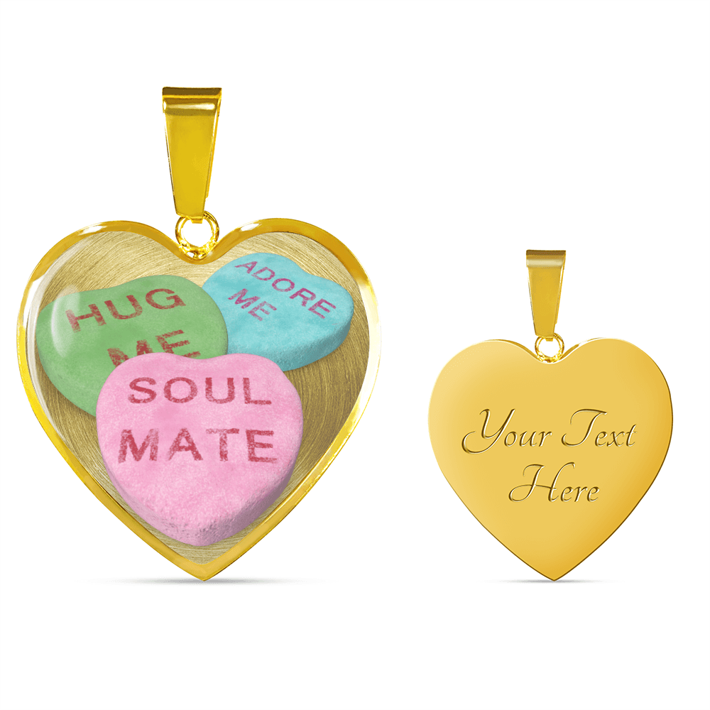 candy hearts gold necklace gift add inscription