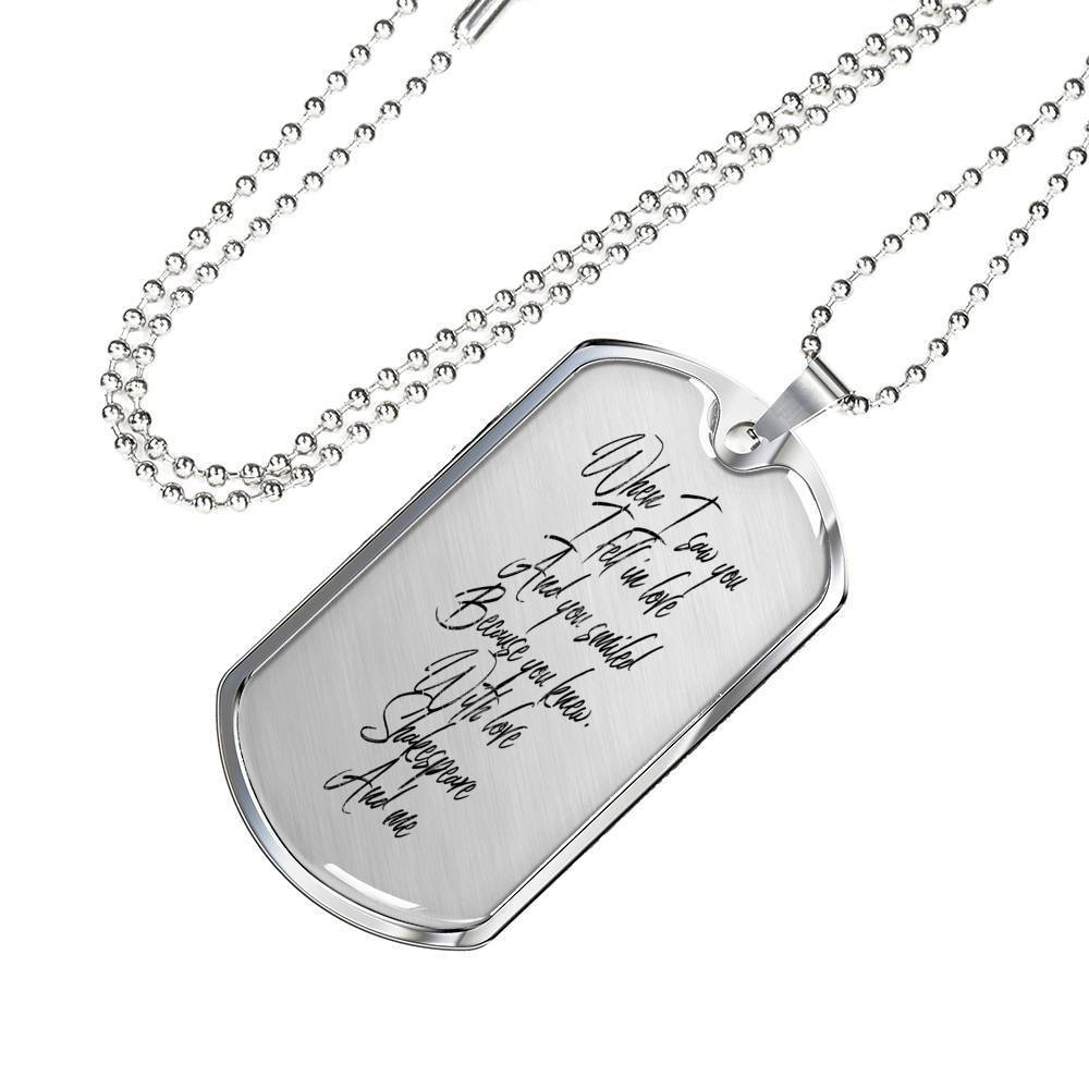 Romantic Shakespeare Quote Dog Tag Necklace