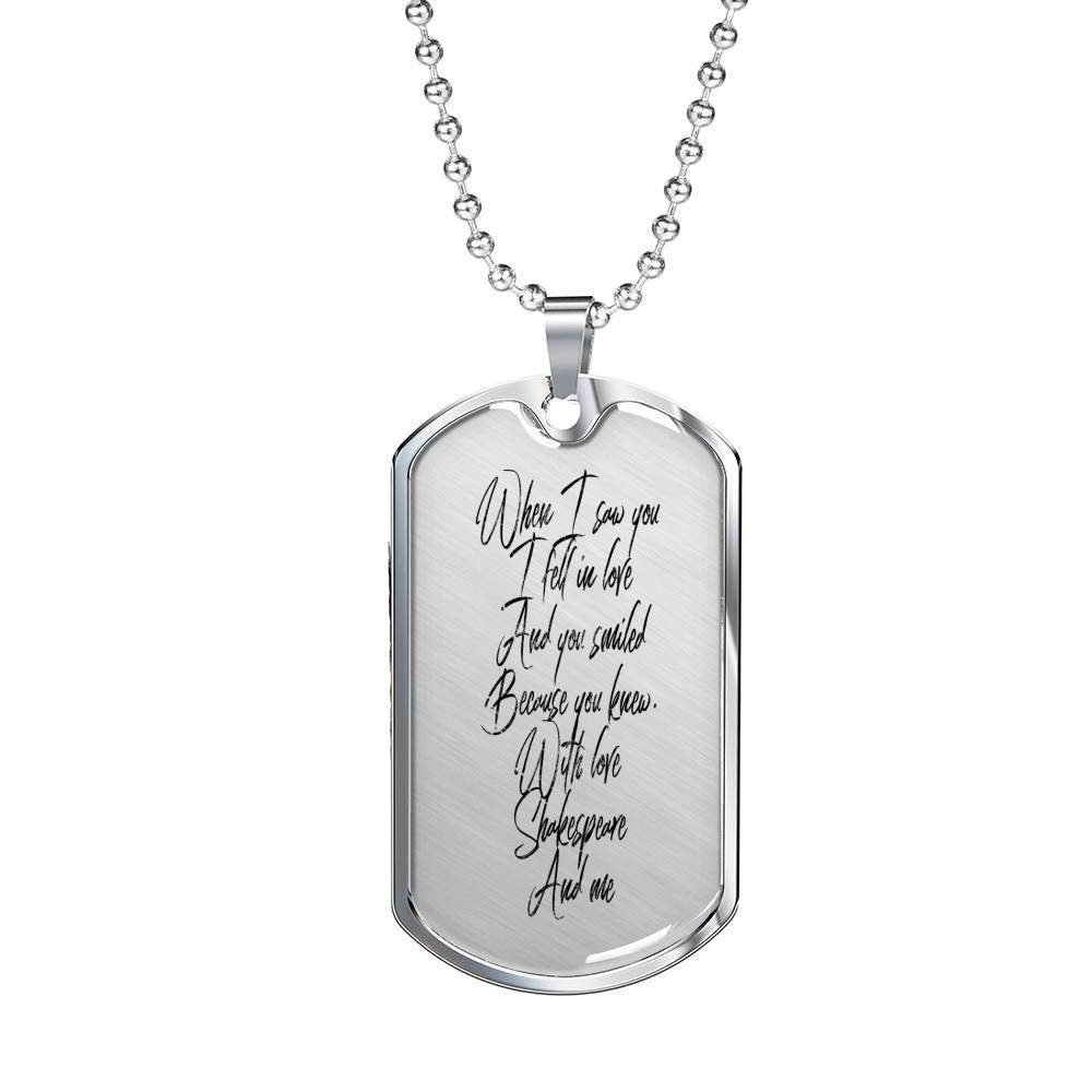 Romantic Shakespeare Quote Dog Tag Necklace