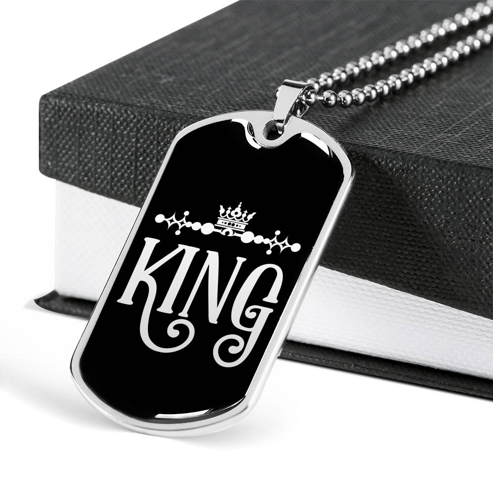 king dog tag pendant
