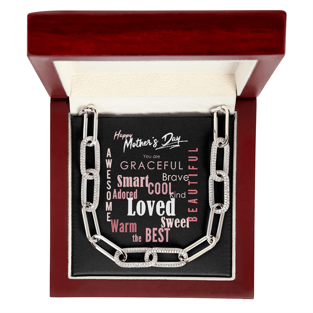 Mother's Day Paperclip Chain Necklace with Message Card and Gift Box