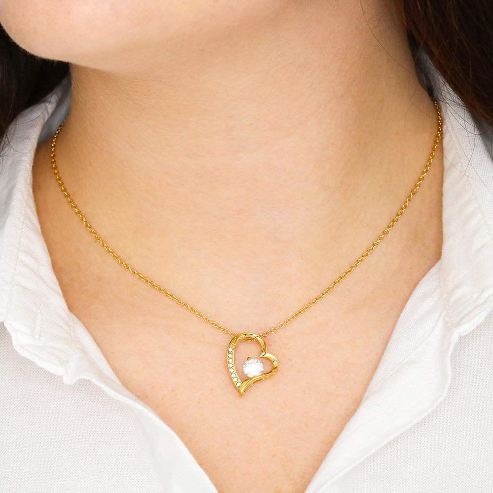 gold CZ heart necklace