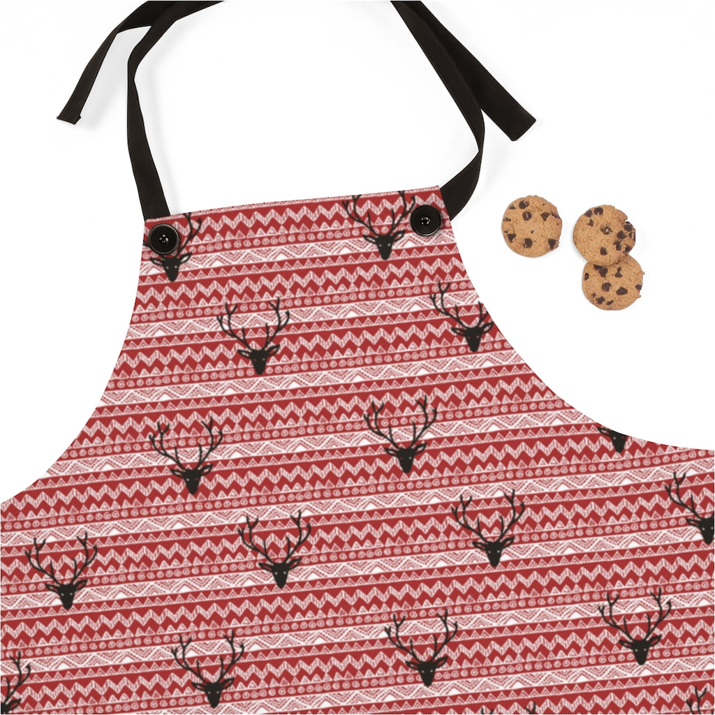 reindeer allover print christmas apron