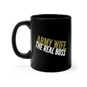 army wife real boss black mug