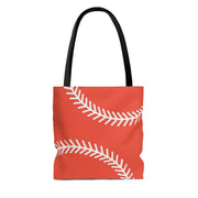 baseball mom orange tote bag
