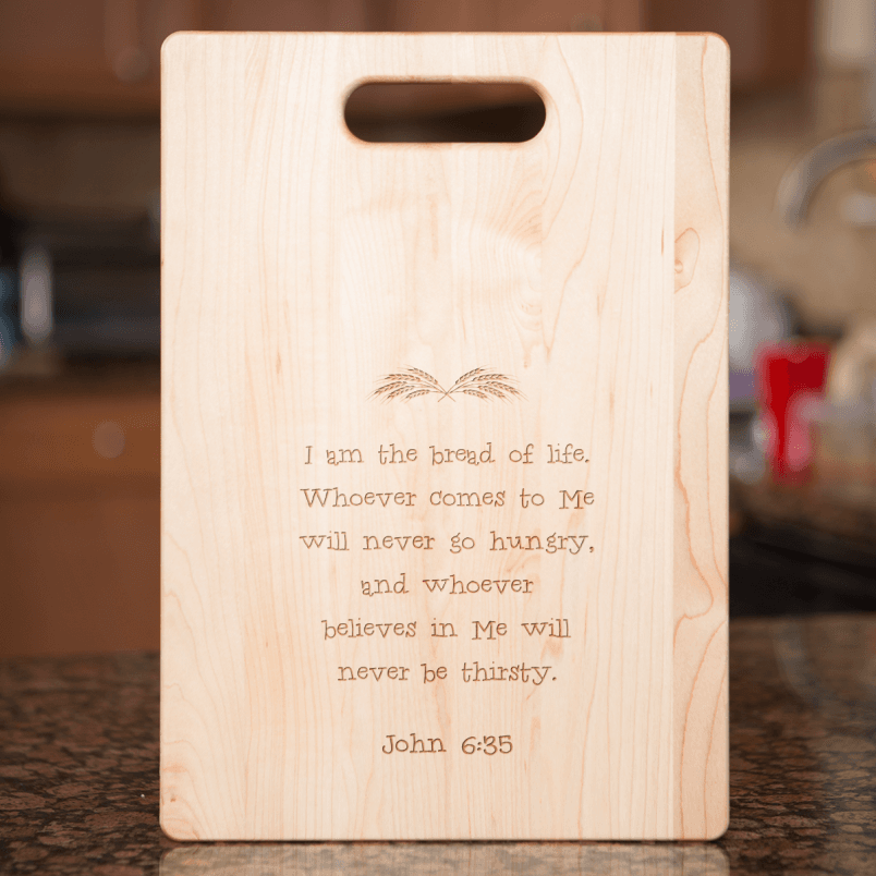 Christian Bread of Life Wooden Cutting Board Personalized