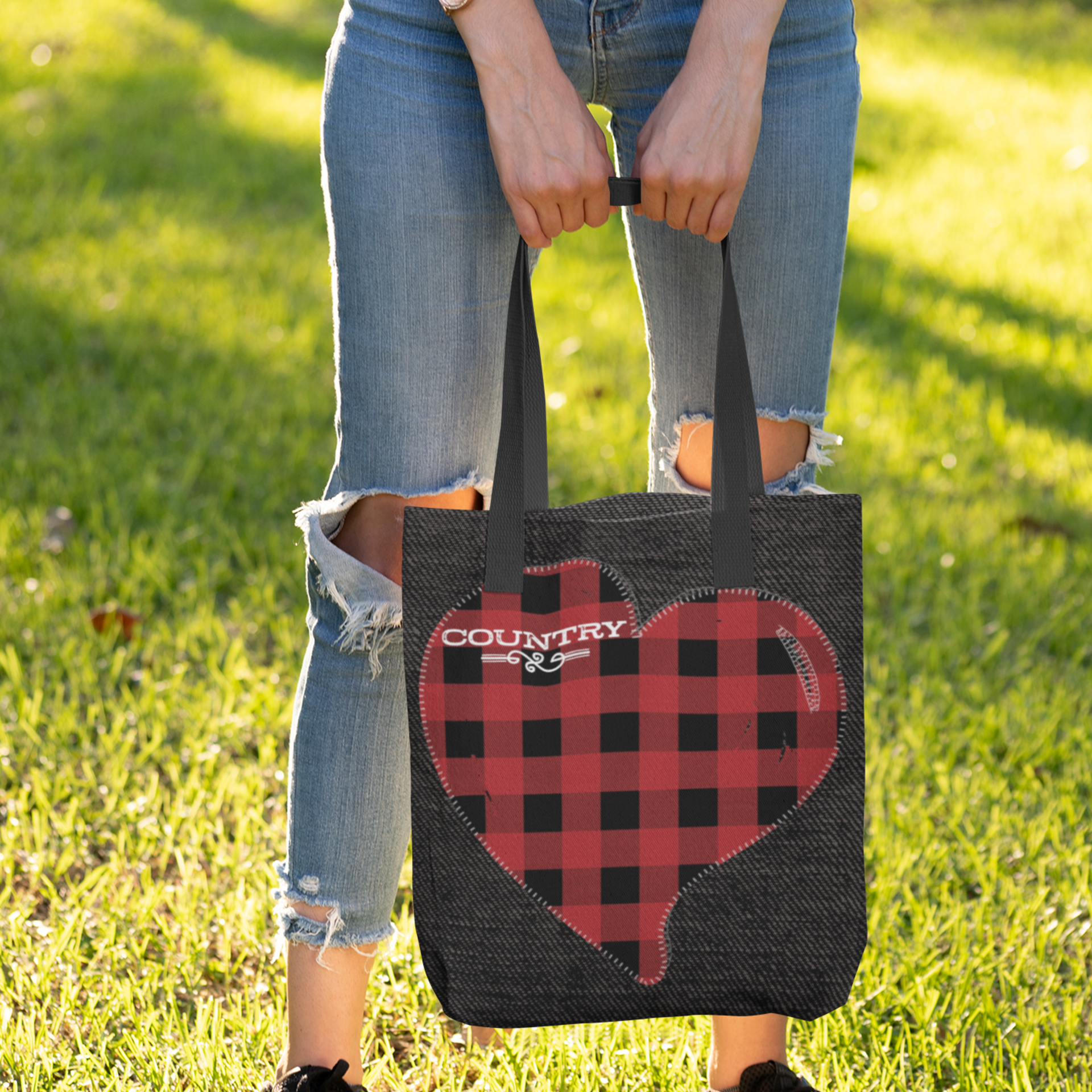 country girl at heart tote bag