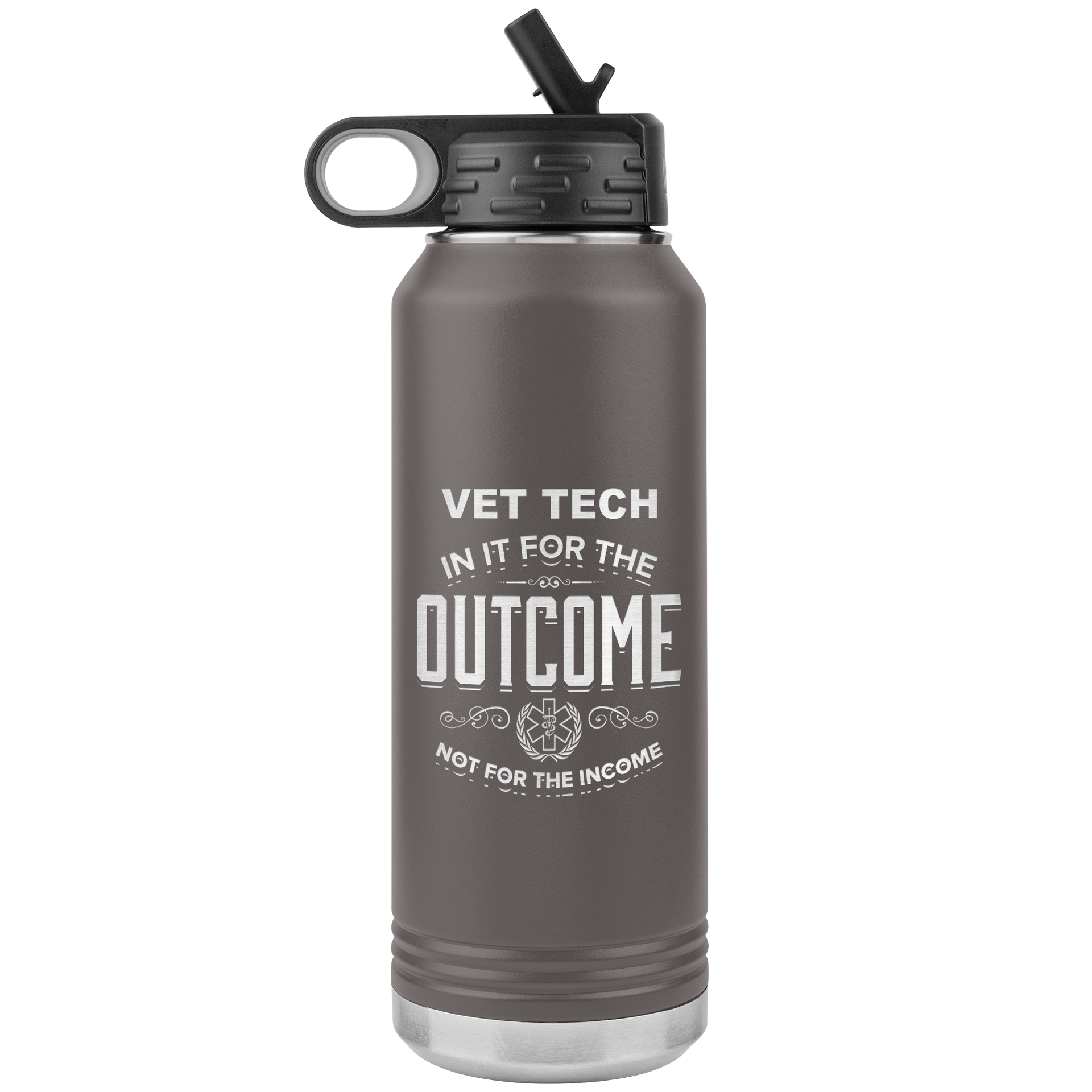 vet tech appreciation etched stainless steel gray water bottle