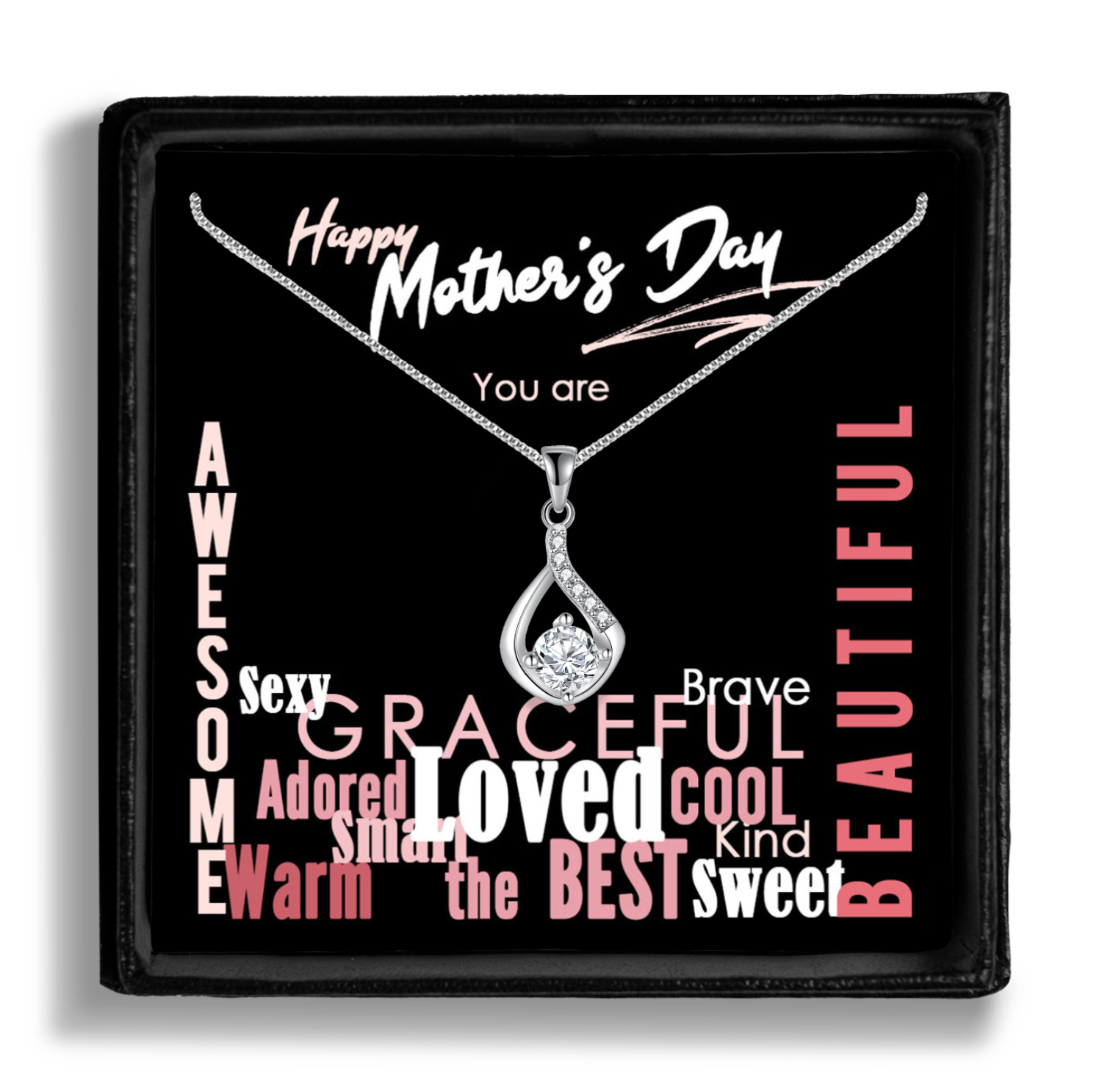 mothers day jewelry and message card romantic cubic zirconia pendant