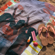 photo beach towel lip prints