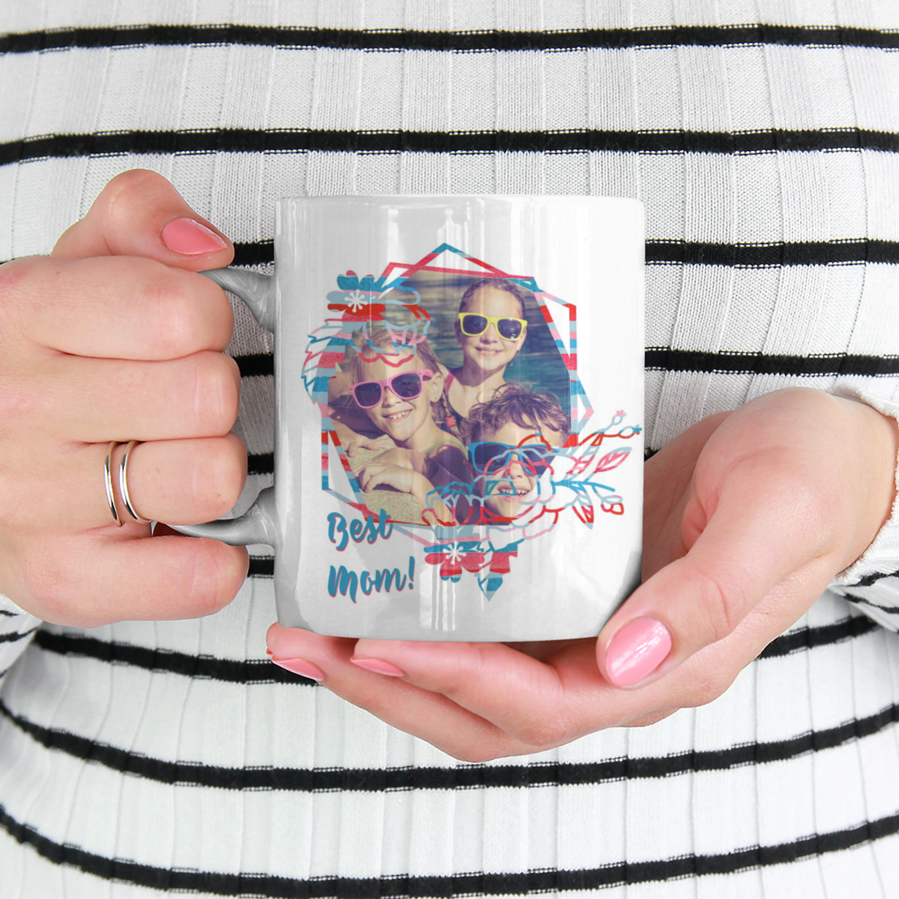 personalized photo mug colored handle mom gift