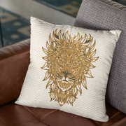 lion pillowcase mandala gold white