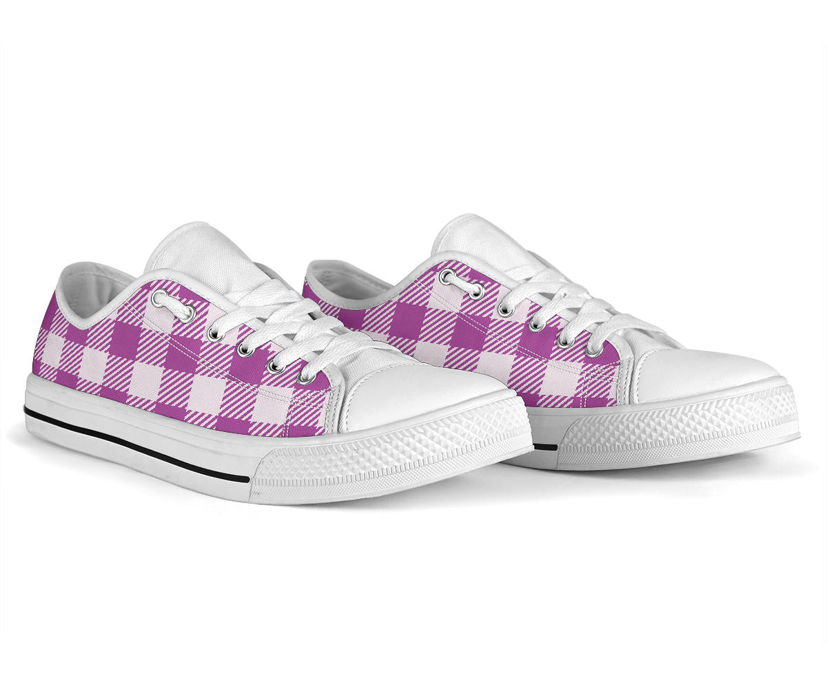 pink white plaid lowtop shoes