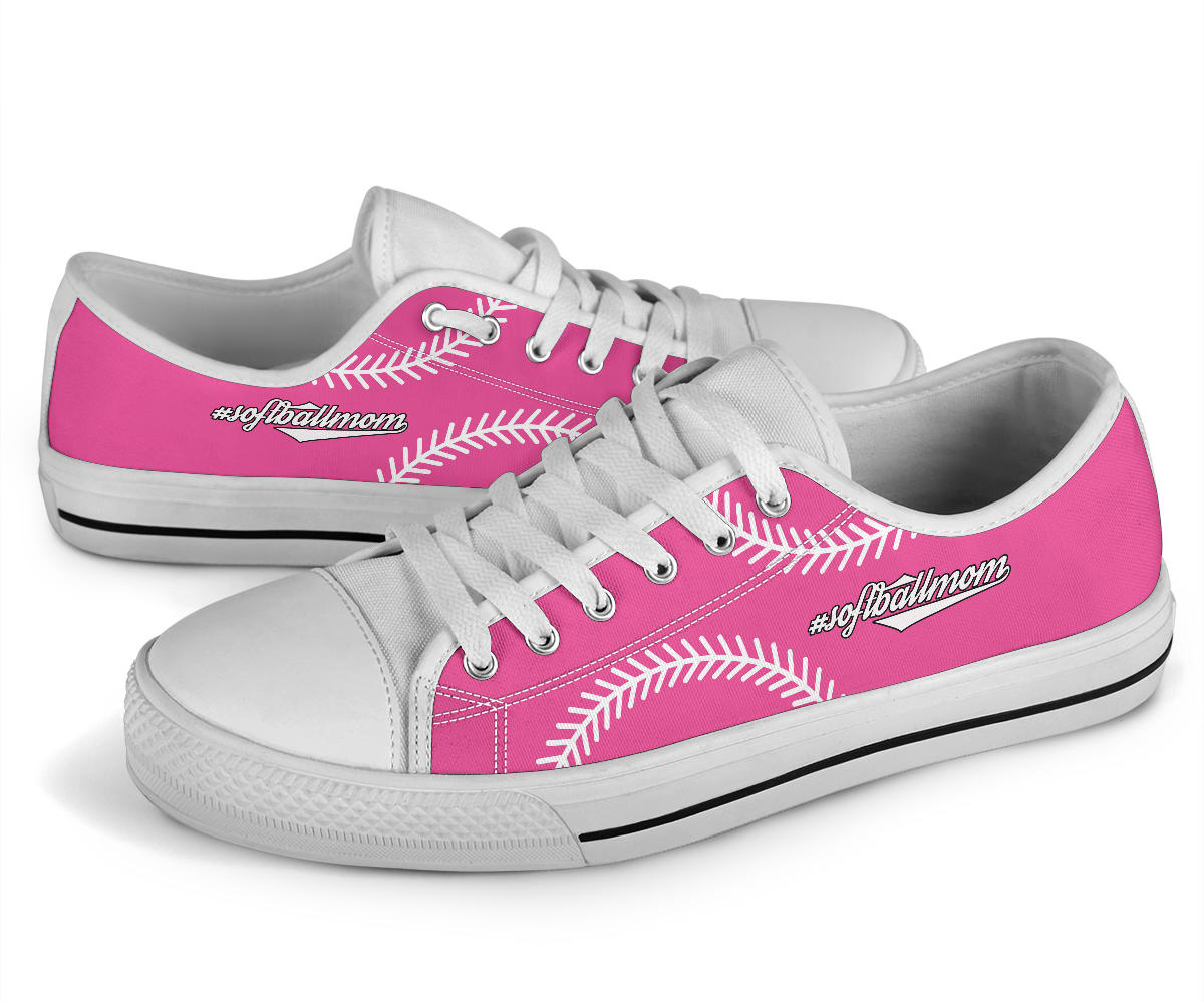 softball mom life pink lowtop shoes
