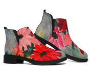 art print vegan suede fashion boots