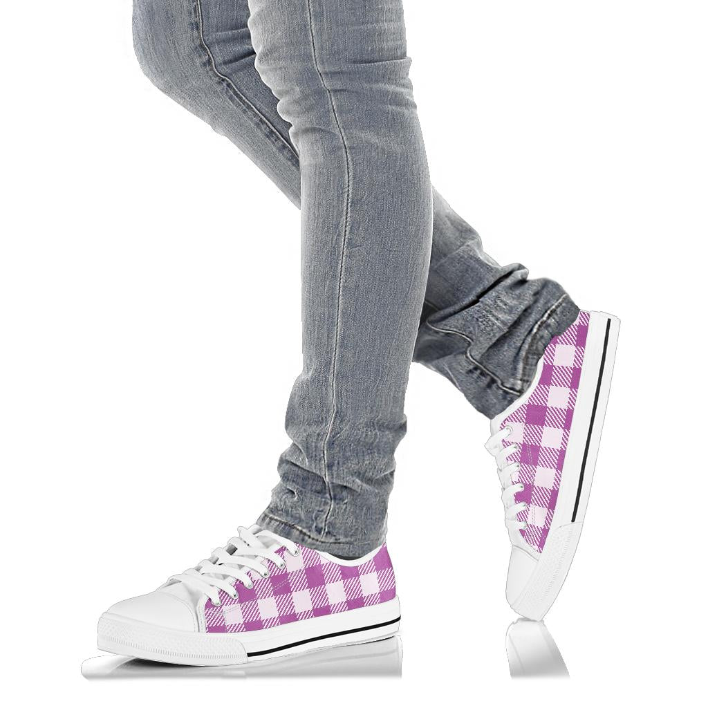 pink white check lowtop sneakers