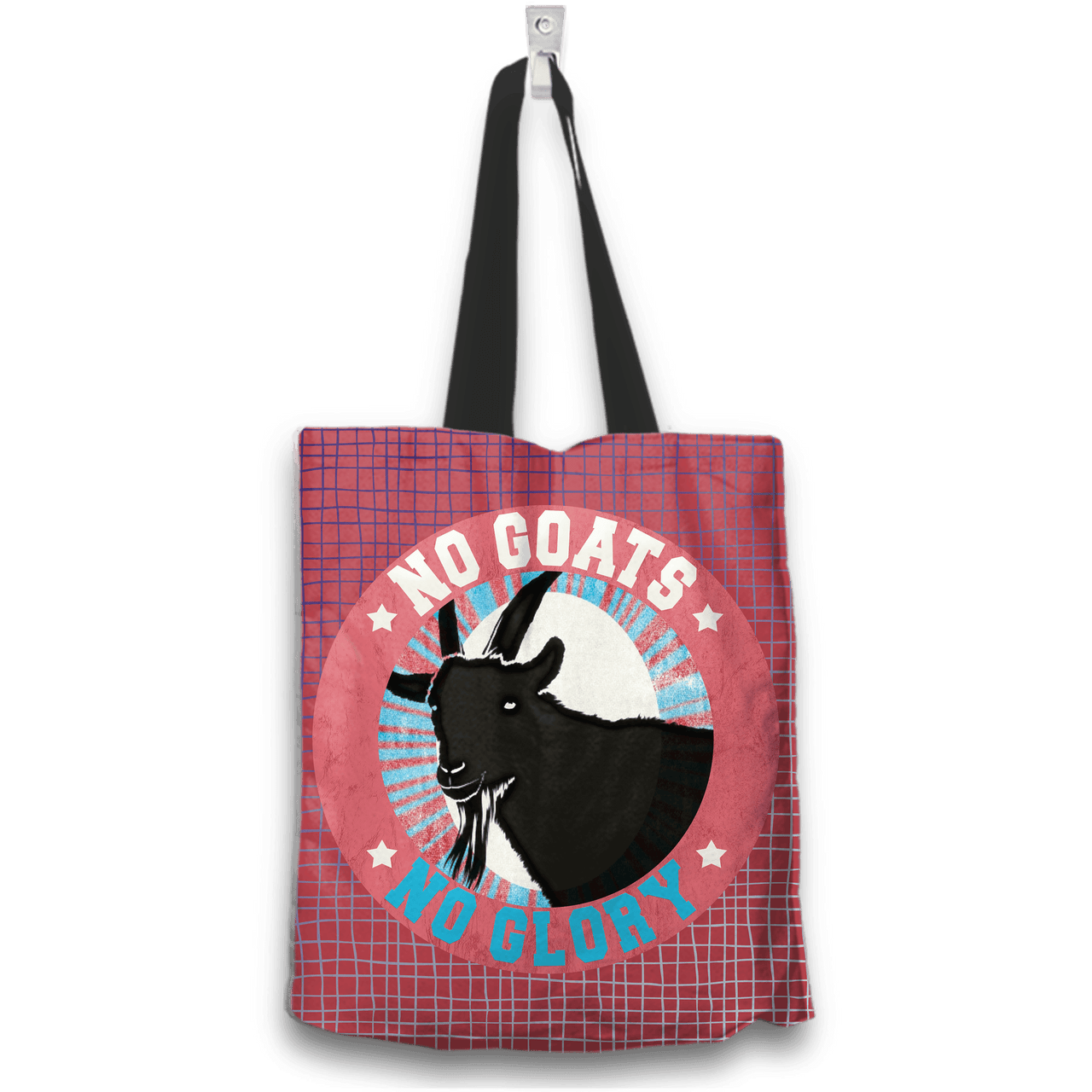 No Goats No Glory Tote Bag Two Sides Two Designs in Red