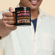 man holding a pisces astrology traits horoscope custom black mug