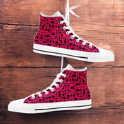ladies graphic high top shoes pink with black cats