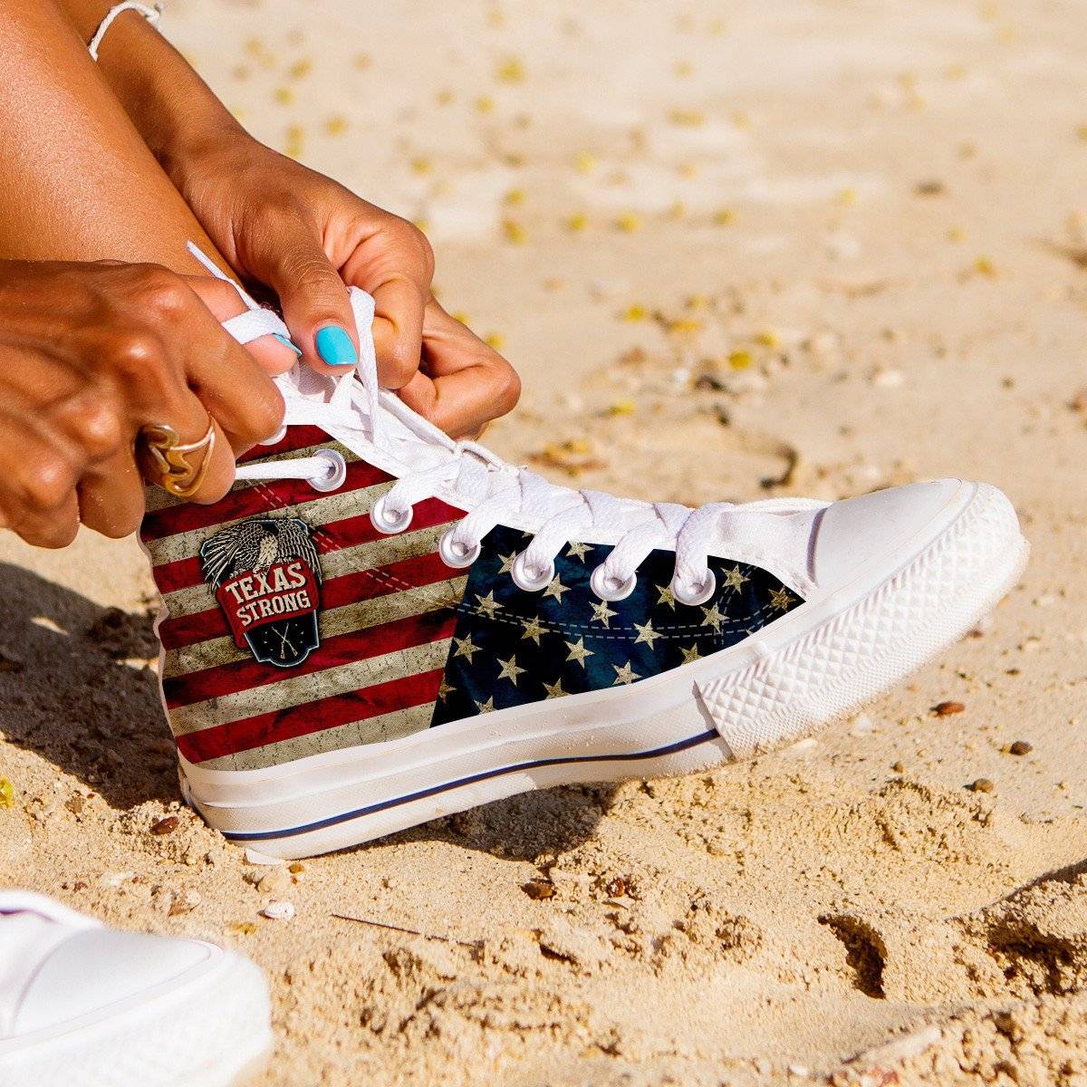 texas strong high top shoes american flag