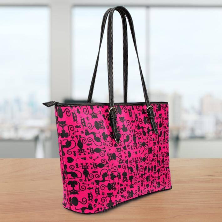 Cats Pink Large Vegan Leather Tote