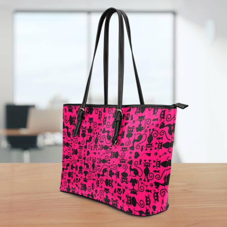 Cats Pink Small Vegan Leather Tote