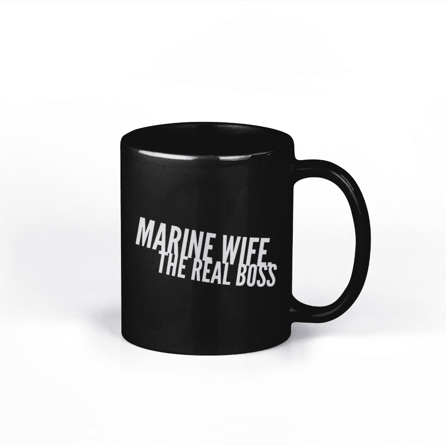 Marine Wife the Real Boss Coffee Mug - Black