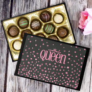 chocolate truffles in gift box for a queen pink sparkle art