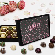 chocolate truffles in gift box for a queen assorted flavors