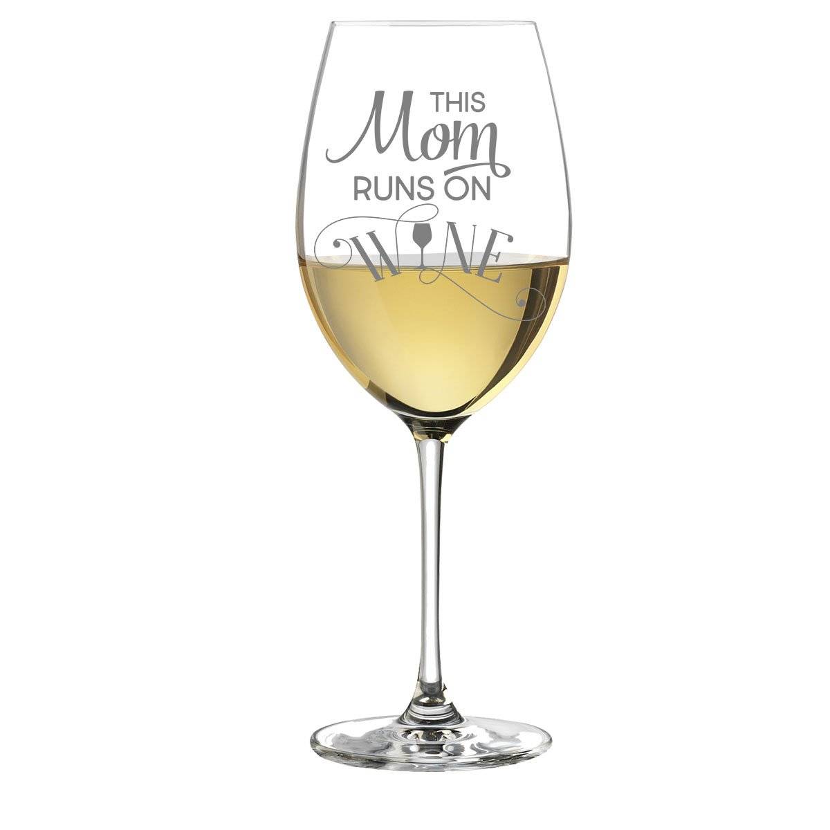 This Mom Runs On Wine White Wine Glass Gift