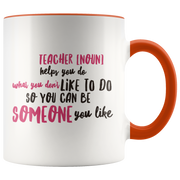 teacher appreciation custom white mug orange handle