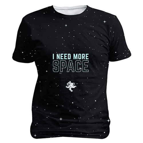 Black Allover Print I Need More Space T Shirt