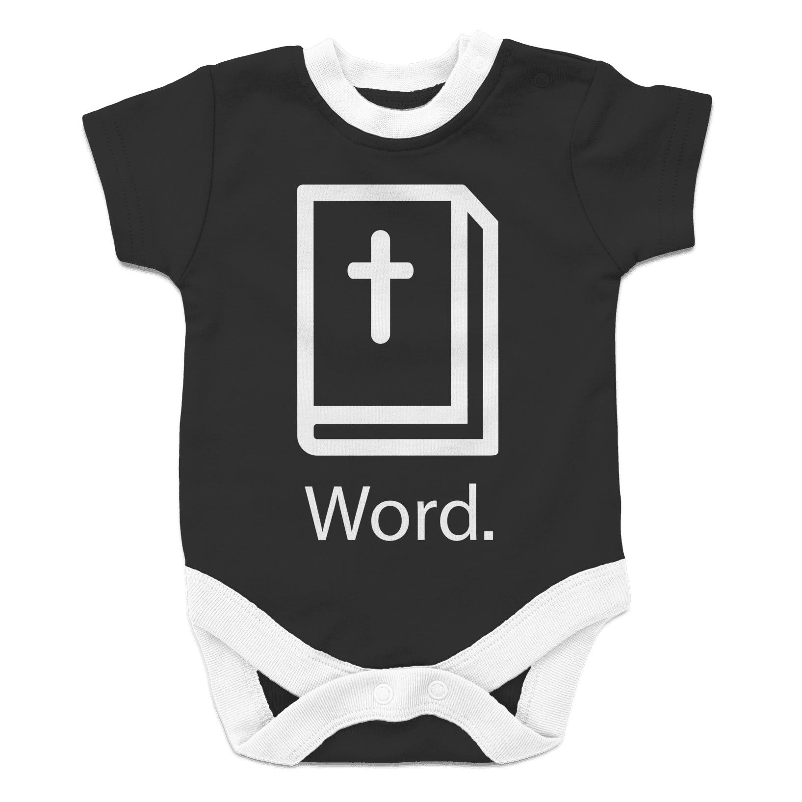 Christian 'Word' baby one piece black and white