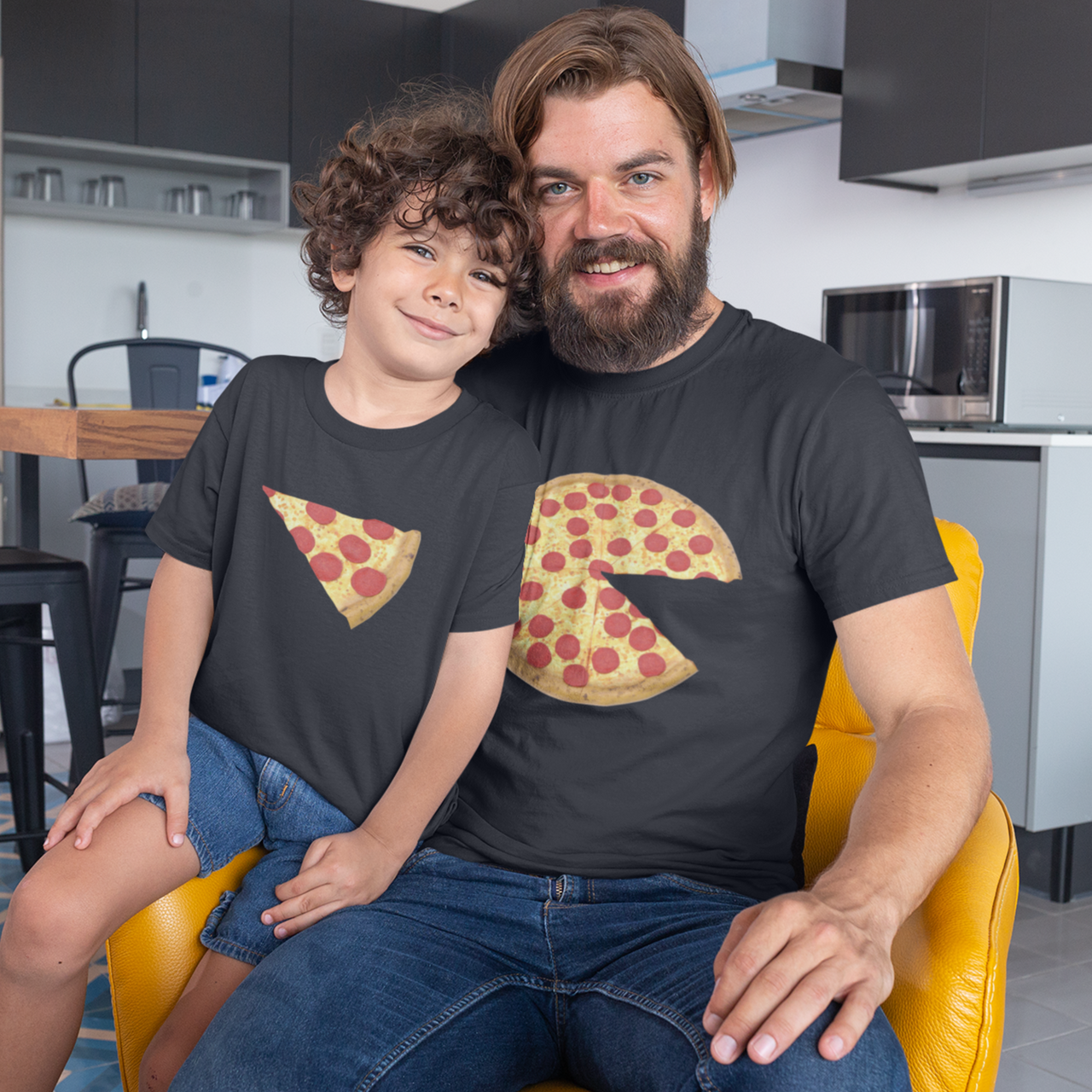 pizza and slice dad kid shirts