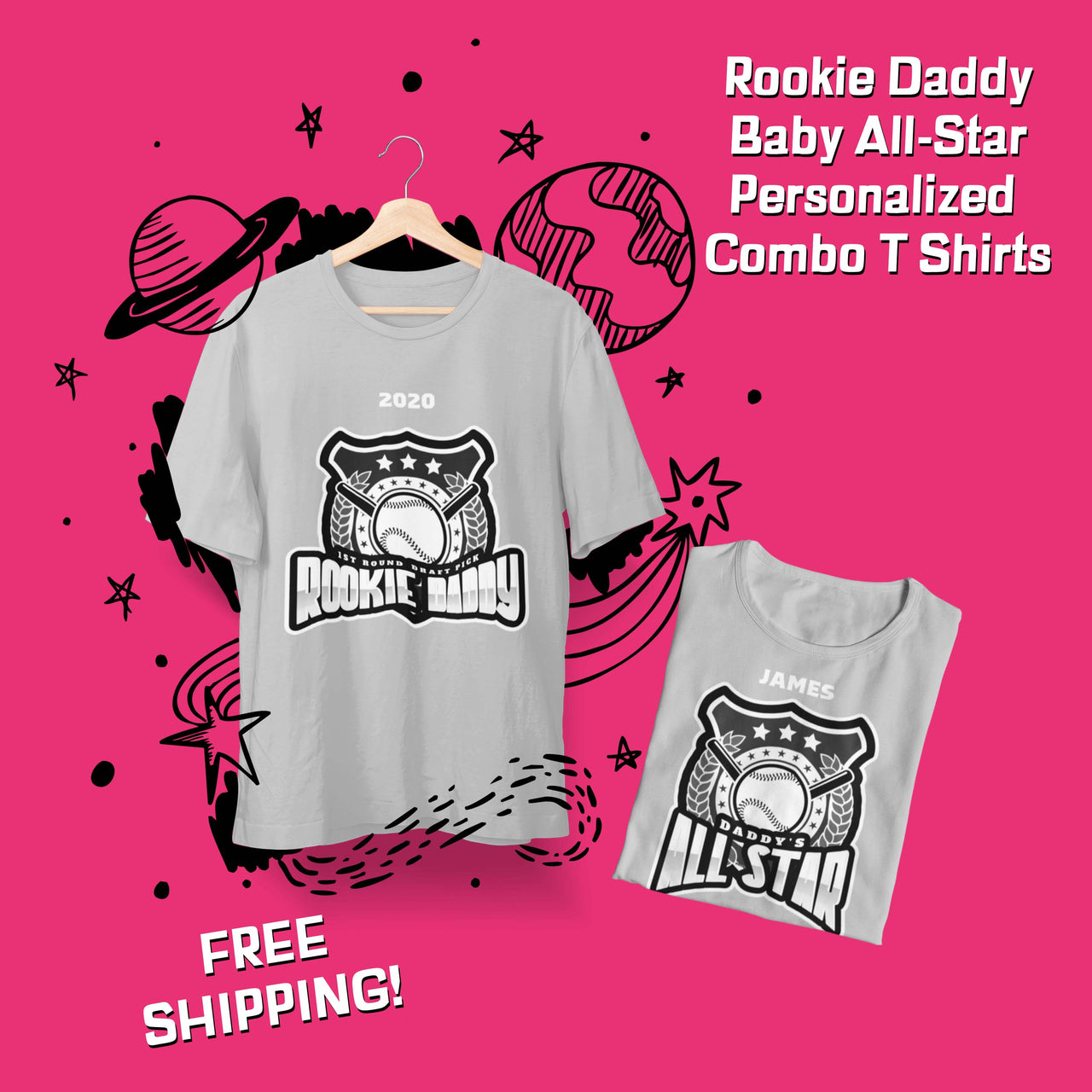 rookie daddy baby all star matching shirts