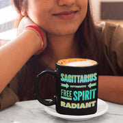 woman with sagittarius astrology traits horoscope custom black mug