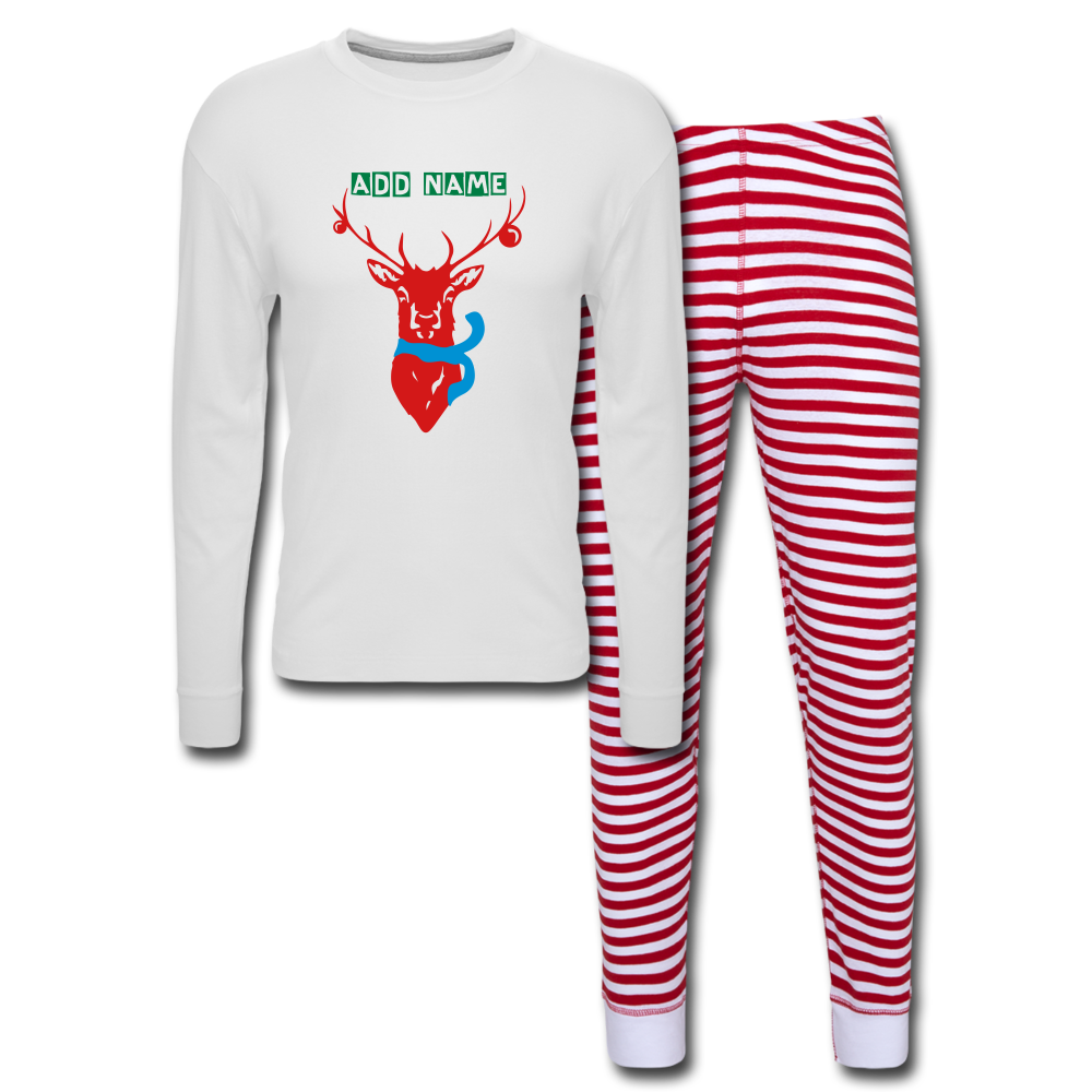 Personalized Men's Holiday Pajama Set - white/red stripe