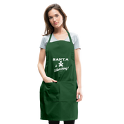 Santa Is Watching Holiday Apron - forest green