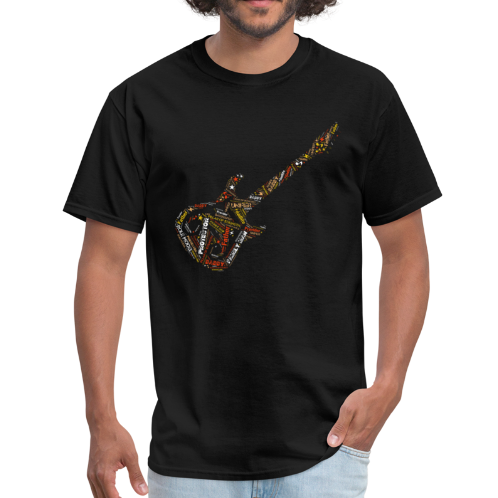 Guitar Dad Word Art T Shirt - black