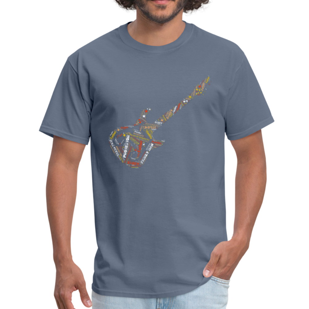 Guitar Dad Word Art T Shirt - denim