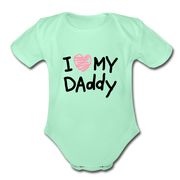 Love My Daddy Organic Baby Bodysuit - light mint