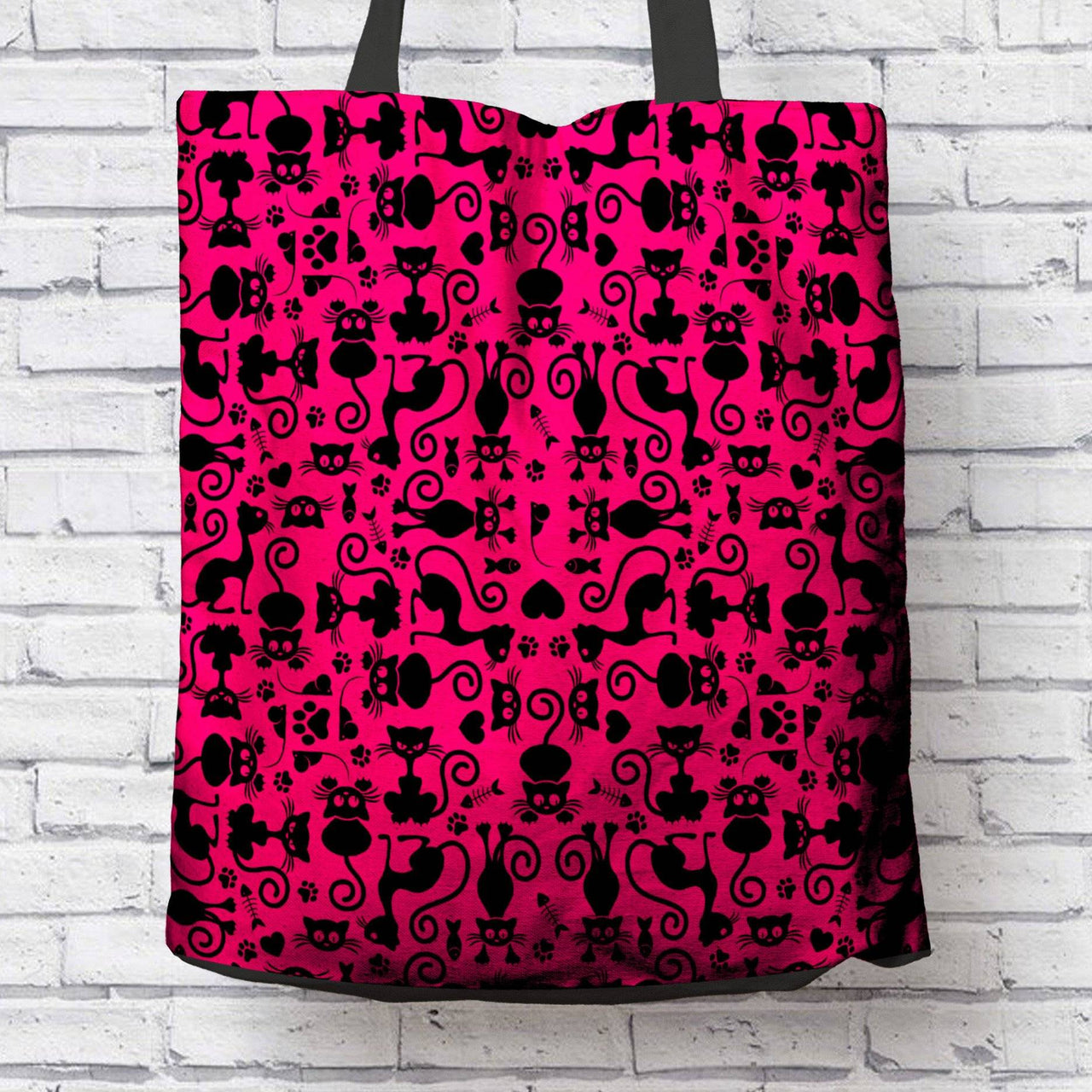 Cat Lovers Pink and Black Tote Bag
