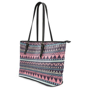 Chocolate and Pink Aztec Design Vegan Leather Tote Right View