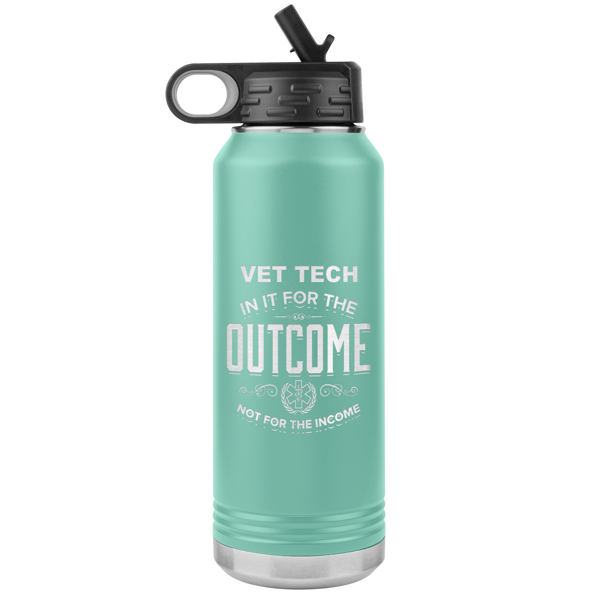 vet tech appreciation etched stainless steel mint green water bottle