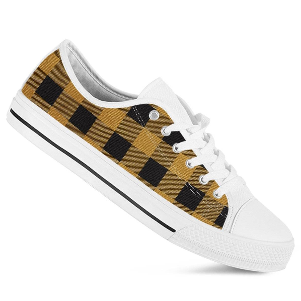 Gold Buffalo Plaid Ladies Low Top Shoes