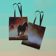 wild horses tote bag front and back view