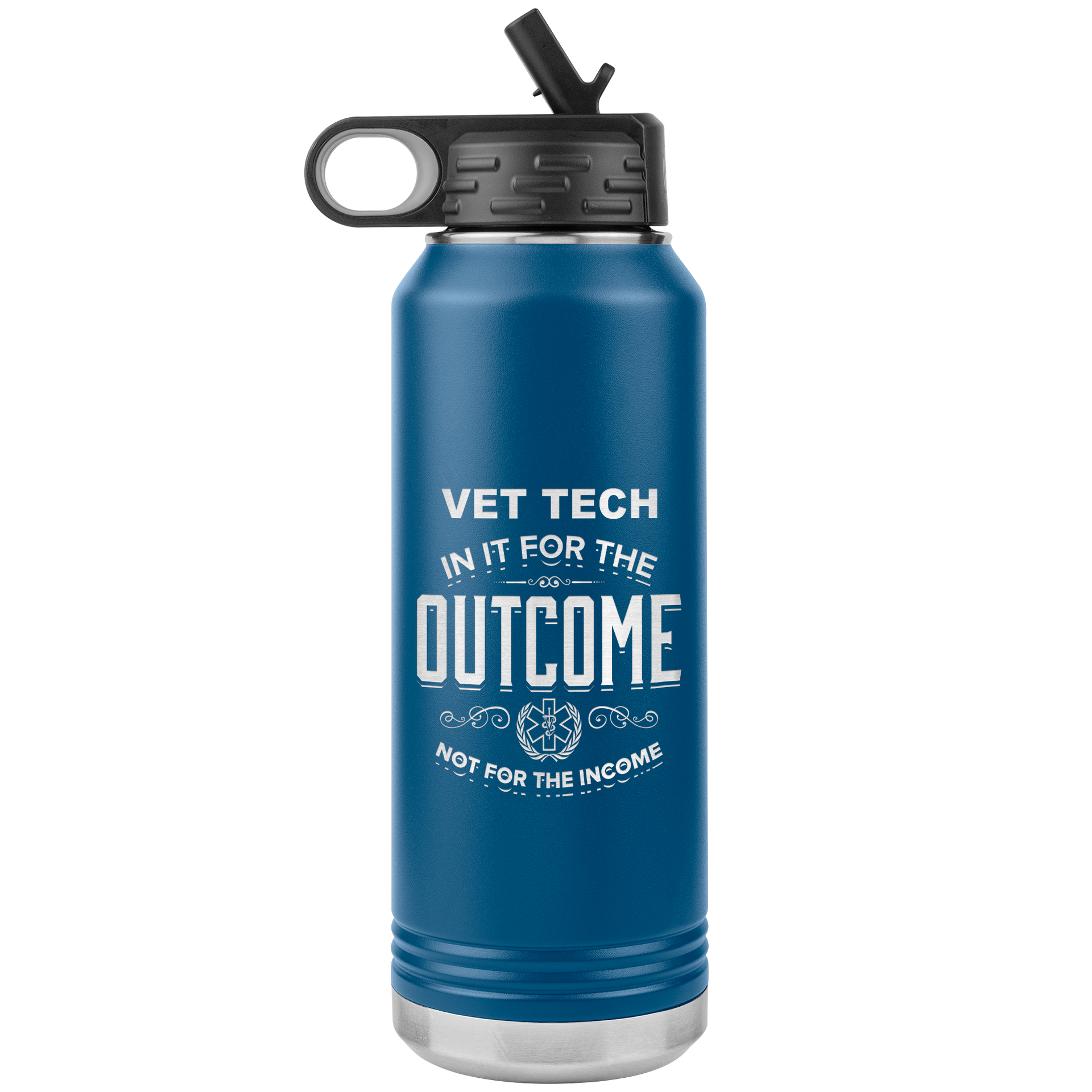 vet tech appreciation etched stainless steel blue water bottle